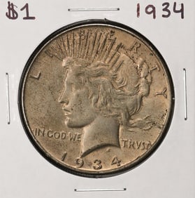 71) 1934 $1 Peace Silver Dollar Coin