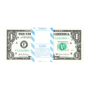 72) Pack of (100) Consecutive 2017A $1 Federal Reserve STAR Notes Atlanta