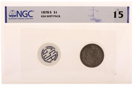 74) 1878-S $1 Morgan Silver Dollar Coin GSA Soft Pack NGC F15