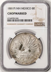82) 1881PI MH Mexico 8 Reales Silver Coin NGC Chopmarked