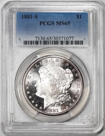 83) 1881-S $1 Morgan Silver Dollar Coin PCGS MS65