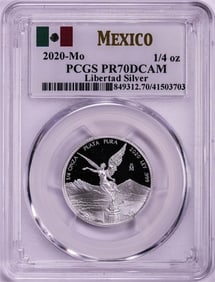 94) 2020-Mo Mexico Proof 1/4 oz Silver Libertad Coin PCGS PR70DCAM