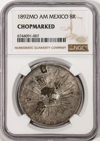 108) 1892MO AM Mexico 8 Reales Silver Coin NGC Chopmarked