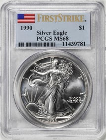 114) 1990 $1 American Silver Eagle Coin PCGS MS68 First Strike