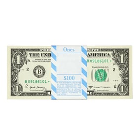 125) Pack of (100) Consecutive 2017A $1 Federal Reserve Star Notes New York