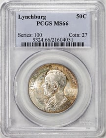 130) 1936 Lynchburg Sesqui-Centennial Commemorative Half Dollar Coin PCGS MS66
