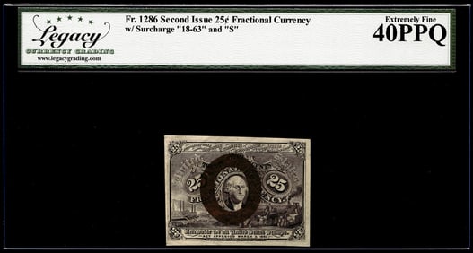 132) Second Issue 25 Cents Fractional Currency Note Fr.1286 Legacy Extremely Fine 40PPQ