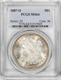 136) 1887-O $1 Morgan Silver Dollar Coin PCGS MS64