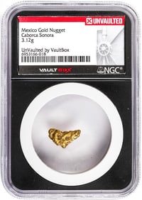 142) 3.12 Gram Caborca Sonora Mexico Gold Nugget NGC Vaultbox Unvaulted