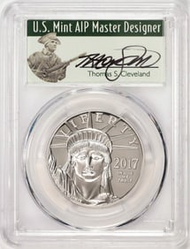 149) 2017-W $100 American Platinum Eagle Coin PCGS PR70DCAM FDOI Thomas Cleveland Signature