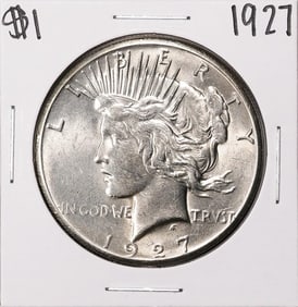 158) 1927 $1 Peace Silver Dollar Coin