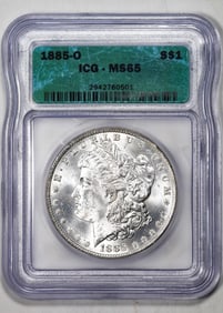 159) 1885-O $1 Morgan Silver Dollar Coin ICG MS65