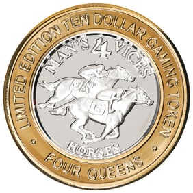 161) .999 Silver Four Queens Casino Hotel Las Vegas $10 Limited Edition Gaming Token