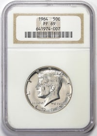 176) 1964 Proof Kennedy Half Dollar Coin NGC PF69