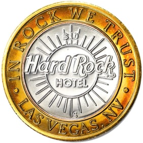 180) .999 Silver Hard Rock Hotel Las Vegas, Nevada $10 Casino Limited Edition Gaming Token