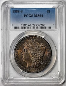 182) 1888-S $1 Morgan Silver Dollar Coin PCGS MS64