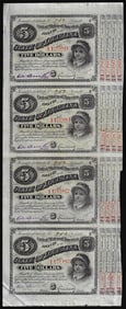 184) Uncut Sheet of (4) State of Louisiana Baby Bond Obsolete Notes