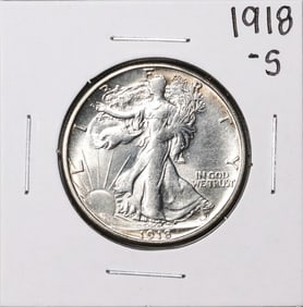 190) 1918-S Walking Liberty Half Dollar Coin