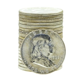 192) Roll of (20) Brilliant Uncirculated 1963-D Franklin Half Dollar Coins