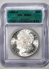 194) 1880-S $1 Morgan Silver Dollar Coin ICG MS65