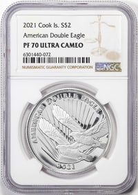 209) 2021 Cook Islands $2 Proof American Double Silver Eagle Coin NGC PF70 Ultra Cameo