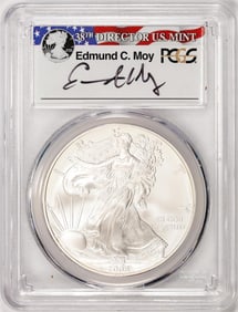 215) 2008-W $1 Burnished American Silver Eagle Coin PCGS SP70 Edmund C. Moy Signature