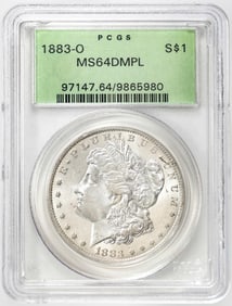 239) 1883-O $1 Morgan Silver Dollar Coin PCGS MS64DMPL Old Green Holder