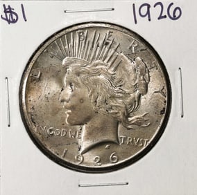 253) 1926 $1 Peace Silver Dollar Coin