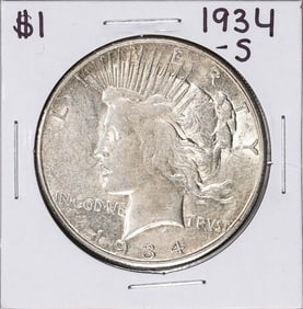 290) 1934-S $1 Peace Silver Dollar Coin