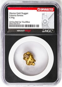 291) 6.44 Gram Caborca Sonora Mexico Gold Nugget NGC Vaultbox Unvaulted