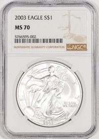 312) 2003 $1 American Silver Eagle Coin NGC MS70