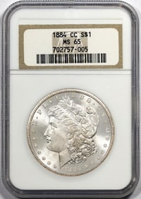 325) 1884-CC $1 Morgan Silver Dollar Coin NGC MS65