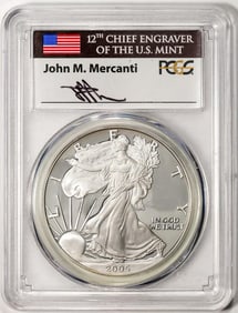 337) 2005-W $1 Proof American Silver Eagle Coin PCGS PR70DCAM Mercanti Signature