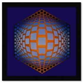 355) Victor Vasarely "Tegla - Hat La Serie Structures Universelles L'Hexagone" Mixed Media