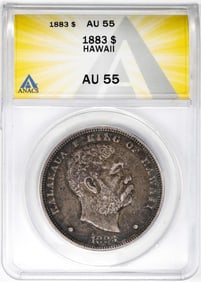 357) 1883 $1 Kingdom of Hawaii Dollar Coin ANACS AU55