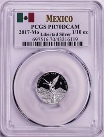 365) 2017-Mo Mexico Proof 1/10 oz Silver Libertad Coin PCGS PR70DCAM