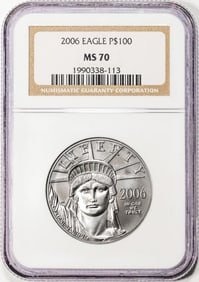371) 2006 $100 Platinum American Eagle Coin NGC MS70