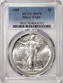 374) 1988 $1 American Silver Eagle Coin PCGS MS70