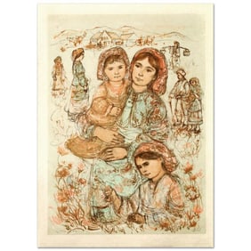 380) Edna Hibel (1917-2014) "Family in the Field" Limited Edition Lithograph on Rice Paper