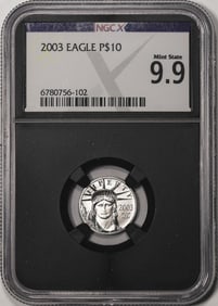 385) 2003 $10 Platinum American Eagle Coin NGCX Mint State 9.9