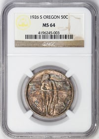 390) 1926-S Oregon Trail Memorial Commemorative Half Dollar Coin NGC MS64 Amazing Color