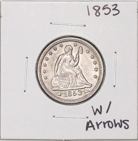 400) 1853 w/ Arrows Seated Liberty Quarter Coin