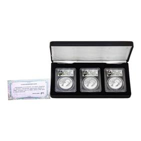 403) 2020 China 10 Yuan Silver Panda (3) Coin Set PCGS MS70 Shenzhen Mint w/COA