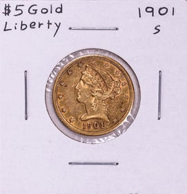 406) 1901-S $5 Liberty Head Half Eagle Gold Coin