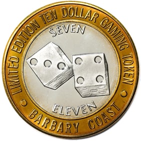 408) .999 Silver Barbary Coast Las Vegas, Nevada $10 Limited Edition Gaming Token