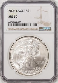 409) 2006 $1 American Silver Eagle Coin NGC MS70