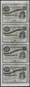 411) Uncut Sheet of (4) State of Louisiana Baby Bond Obsolete Notes