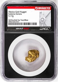 413) 5.17 Gram Caborca Sonora Mexico Gold Nugget NGC Vaultbox Unvaulted