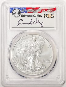 419) 2015-W $1 Burnished American Silver Eagle Coin PCGS SP70 Edmund C. Moy Signature