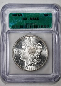425) 1881-S $1 Morgan Silver Dollar Coin ICG MS65
